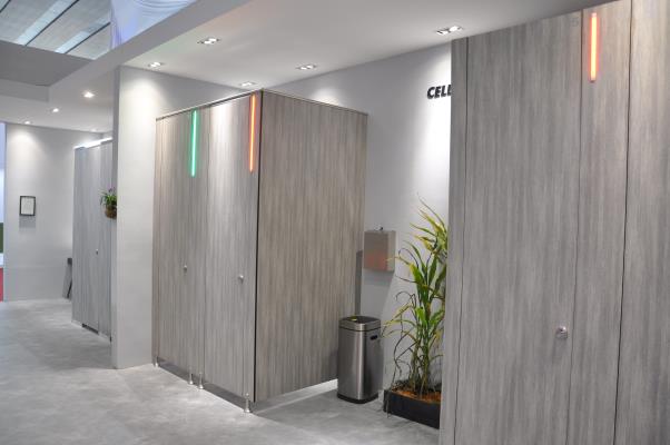 LED light toilet partition